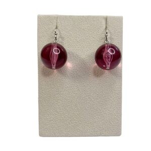Opaque Purple Acrylic Gumball Round Drop Pierced Earrings
